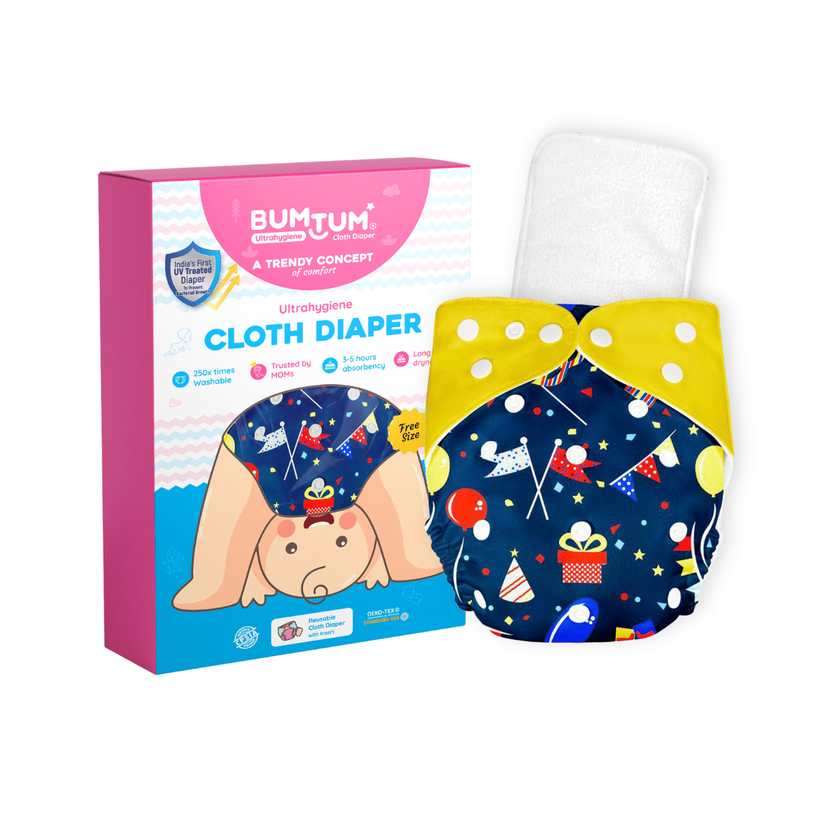 BUMTUM - Reusable Cloth Nappy With Insert ( Pack of 1 ) BUMTUM - Reusable Cloth Nappy With Insert ( Pack of 1 )