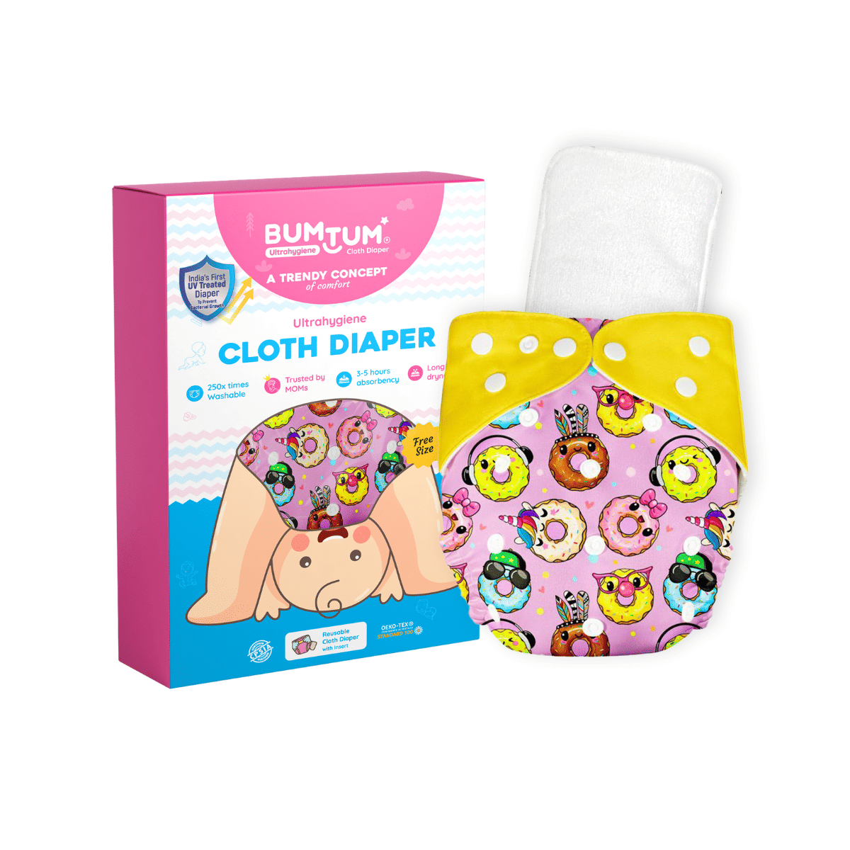 BUMTUM - Reusable Cloth Nappy With Insert ( Pack of 1 ) BUMTUM - Reusable Cloth Nappy With Insert ( Pack of 1 )