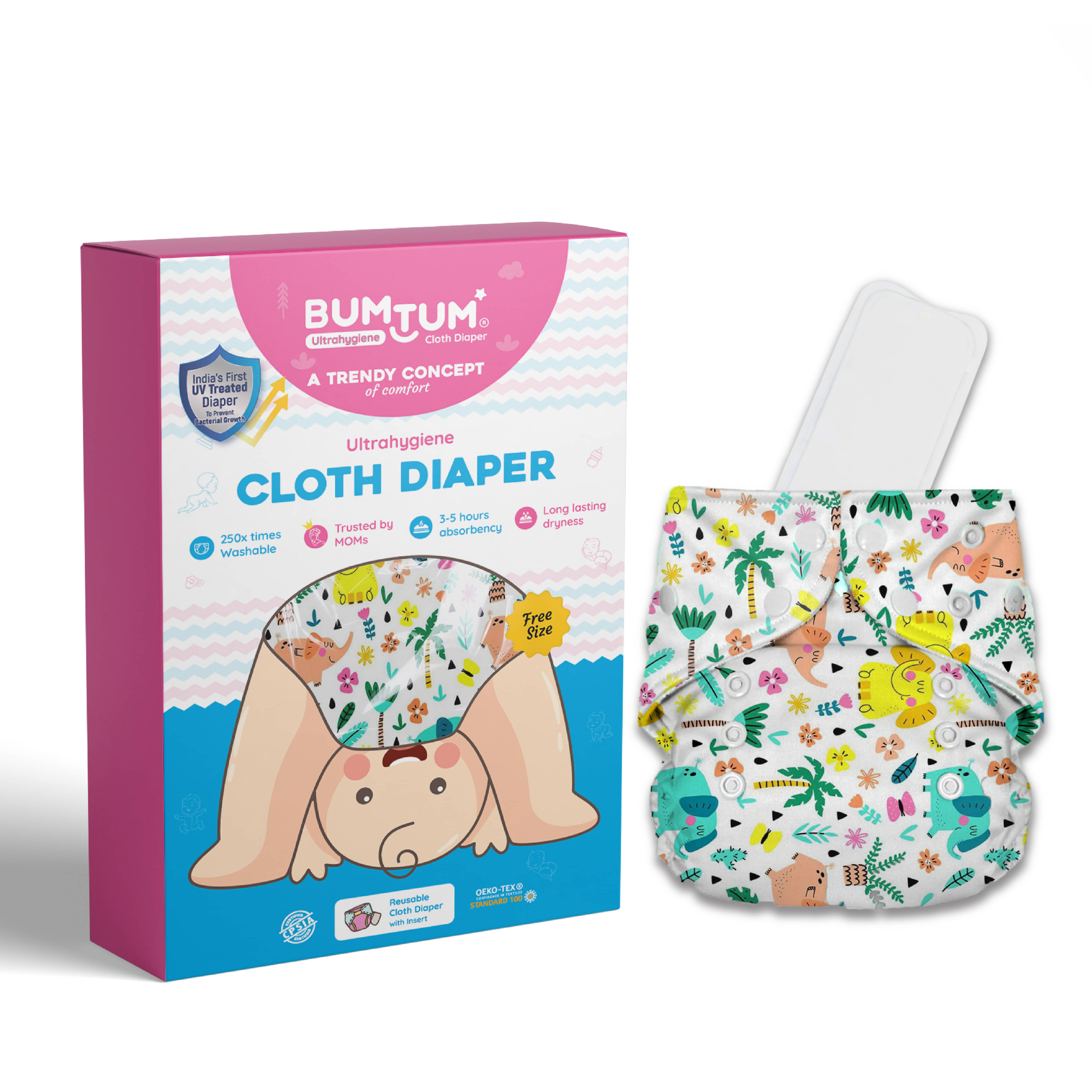 BUMTUM - Reusable Cloth Nappy With Insert ( Pack of 1 ) BUMTUM - Reusable Cloth Nappy With Insert ( Pack of 1 )