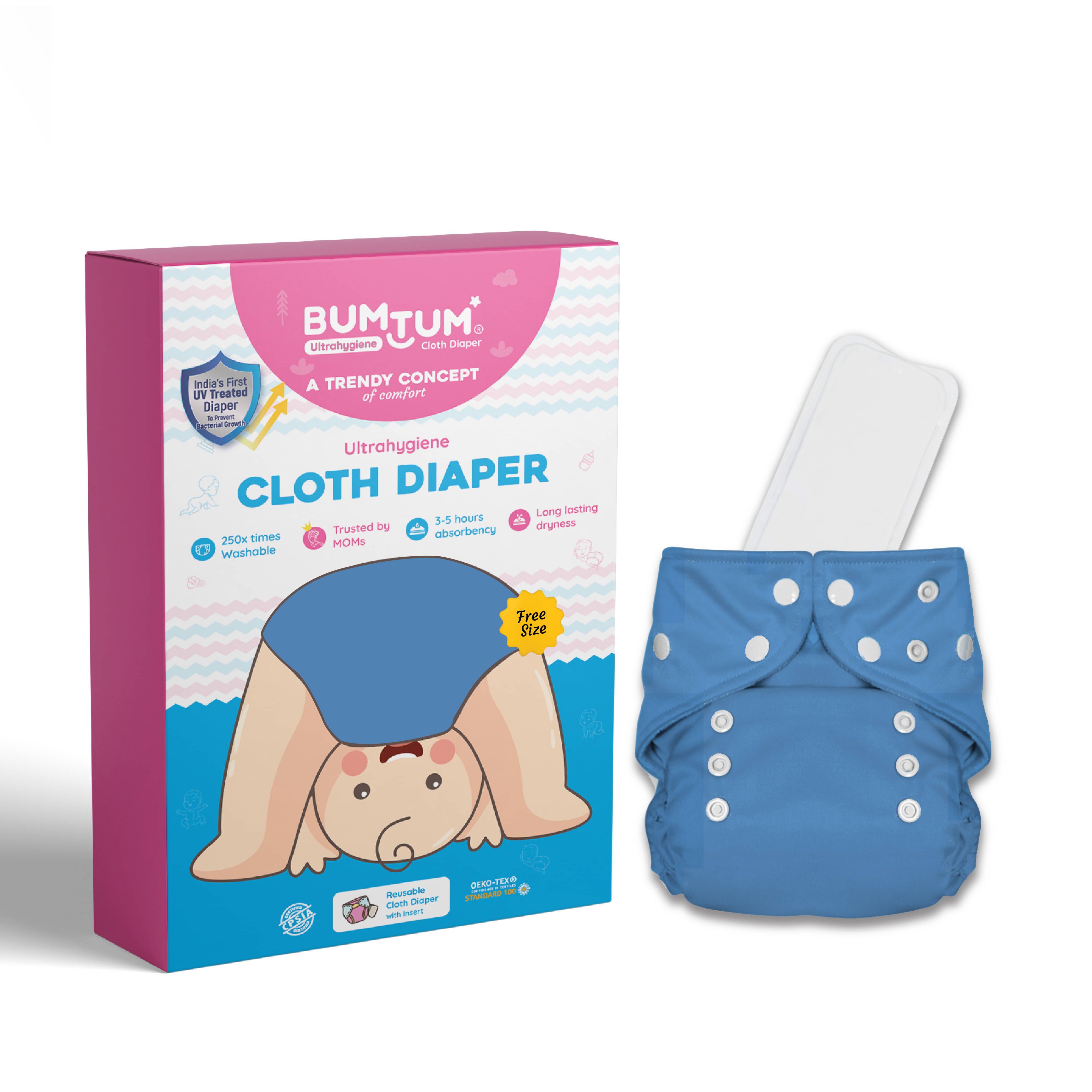 BUMTUM - Reusable Cloth Nappy With Insert ( Pack of 1 ) BUMTUM - Reusable Cloth Nappy With Insert ( Pack of 1 )