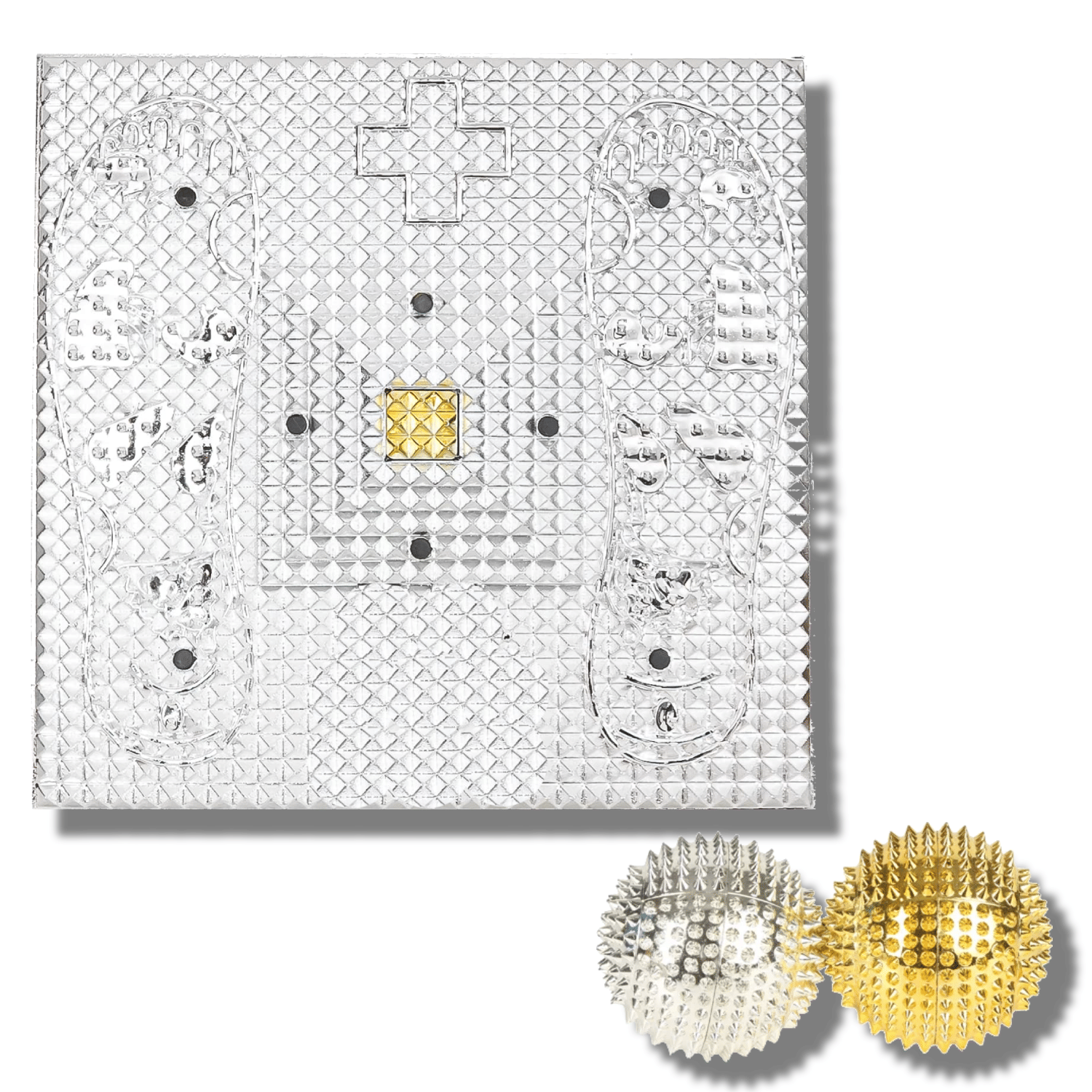     			Divya Shri Acupressure Health Care Plate System Plastic Foot Magnetic Pyramid Power Stress Mat or Board with Manual Massager Balls