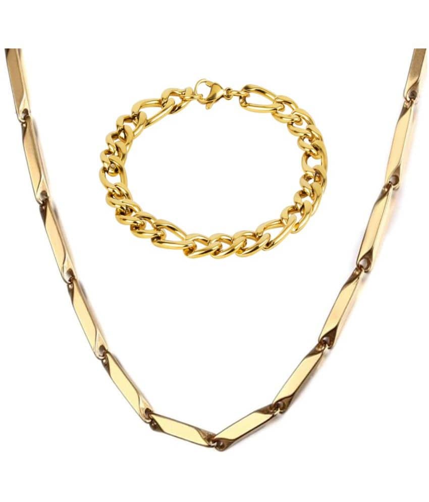 FASHION FRILL - Gold Plated Stainless Steel Chain ( Pack of 2 )