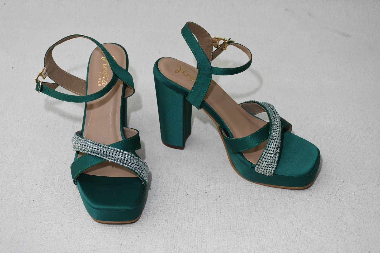     			FREESIA STYLE - Green Women's Sandal Heels