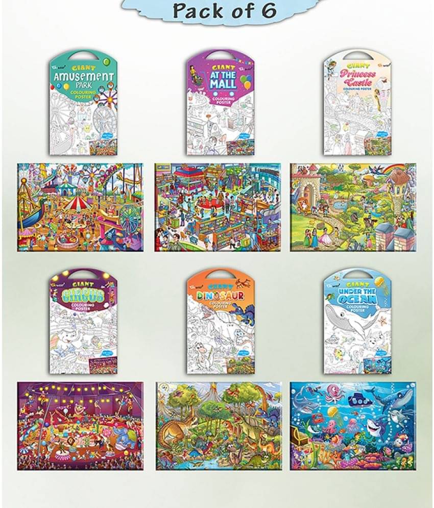 GIANT AT THE MALL COLOURING , GIANT PRINCESS CASTLE COLOURING , GIANT CIRCUS COLOURING , GIANT DINOSAUR COLOURING , GIANT AMUSEMENT PARK COLOURING and GIANT UNDER THE OCEAN COLOURING | Set of 6 I Best Engaging Products For Children GIANT AT THE MALL COLOURING , GIANT PRINCESS CASTLE COLOURING , GIANT CIRCUS COLOURING , GIANT DINOSAUR COLOURING , GIANT AMUSEMENT PARK COLOURING and GIANT UNDER THE OCEAN COLOURING | Set of 6 I Best Engaging Products For Children