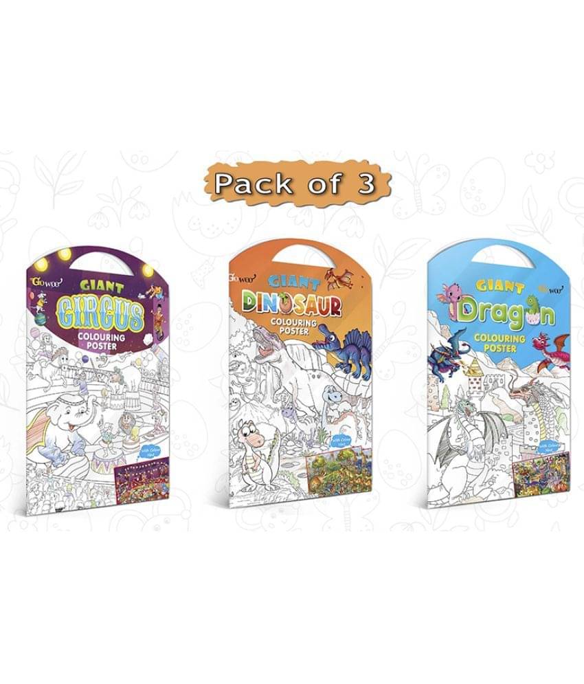 GIANT CIRCUS COLOURING POSTER, GIANT DINOSAUR COLOURING POSTER and GIANT DRAGON COLOURING POSTER | Set of 3 Posters I Giant Coloring Posters Premium Collection GIANT CIRCUS COLOURING POSTER, GIANT DINOSAUR COLOURING POSTER and GIANT DRAGON COLOURING POSTER | Set of 3 Posters I Giant Coloring Posters Premium Collection