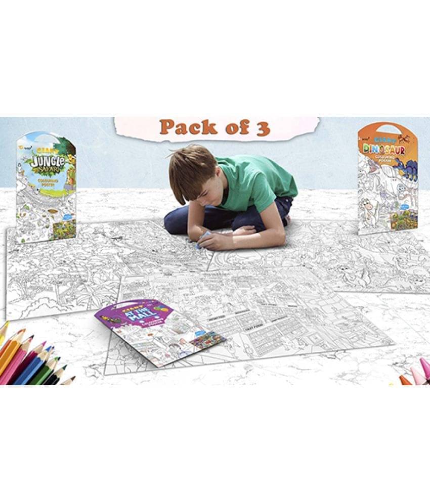 GIANT JUNGLE SAFARI COLOURING POSTER, GIANT AT THE MALL COLOURING POSTER and GIANT DINOSAUR COLOURING POSTER | Set of 3 Posters I Coloring Posters Assortment GIANT JUNGLE SAFARI COLOURING POSTER, GIANT AT THE MALL COLOURING POSTER and GIANT DINOSAUR COLOURING POSTER | Set of 3 Posters I Coloring Posters Assortment