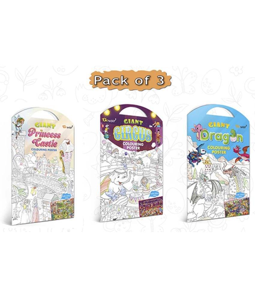 GIANT PRINCESS CASTLE COLOURING POSTER, GIANT CIRCUS COLOURING POSTER and GIANT DRAGON COLOURING POSTER | Pack of 3 Posters I Artistic Coloring Posters Collection GIANT PRINCESS CASTLE COLOURING POSTER, GIANT CIRCUS COLOURING POSTER and GIANT DRAGON COLOURING POSTER | Pack of 3 Posters I Artistic Coloring Posters Collection
