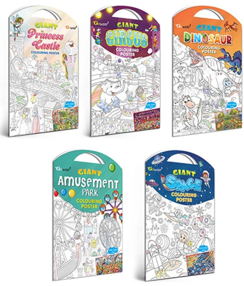 GIANT PRINCESS CASTLE COLOURING POSTER, GIANT CIRCUS COLOURING POSTER, GIANT DINOSAUR COLOURING POSTER, GIANT AMUSEMENT PARK COLOURING POSTER and GIANT SPACE COLOURING POSTER | Set of 5 Posters I kids value gift pack GIANT PRINCESS CASTLE COLOURING POSTER, GIANT CIRCUS COLOURING POSTER, GIANT DINOSAUR COLOURING POSTER, GIANT AMUSEMENT PARK COLOURING POSTER and GIANT SPACE COLOURING POSTER | Set of 5 Posters I kids value gift pack
