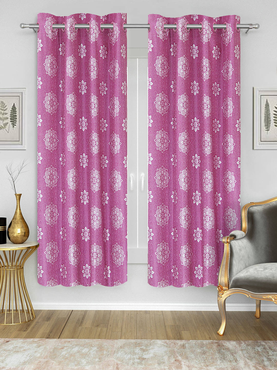 Home Candy Ethnic Semi-Transparent Eyelet Curtain 5 ft ( Pack of 2 ) - Pink     			Home Candy Ethnic Semi-Transparent Eyelet Curtain 5 ft ( Pack of 2 ) - Pink