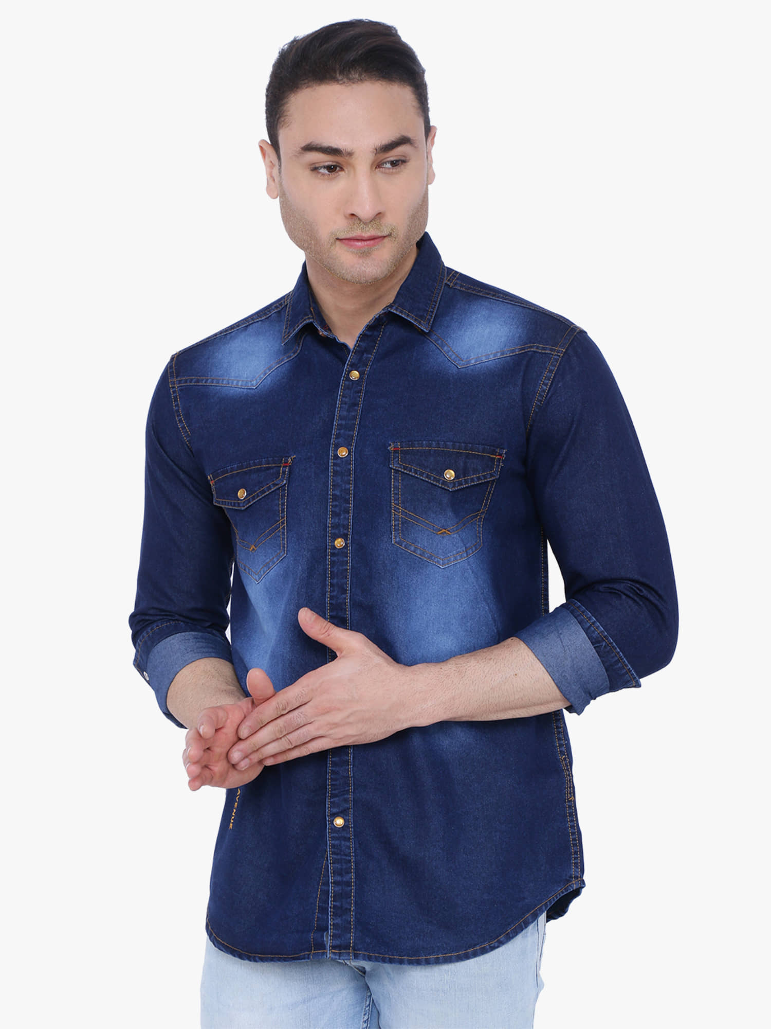 Kuons Avenue - Blue Denim Regular Fit Men's Casual Shirt ( Pack of 1 )