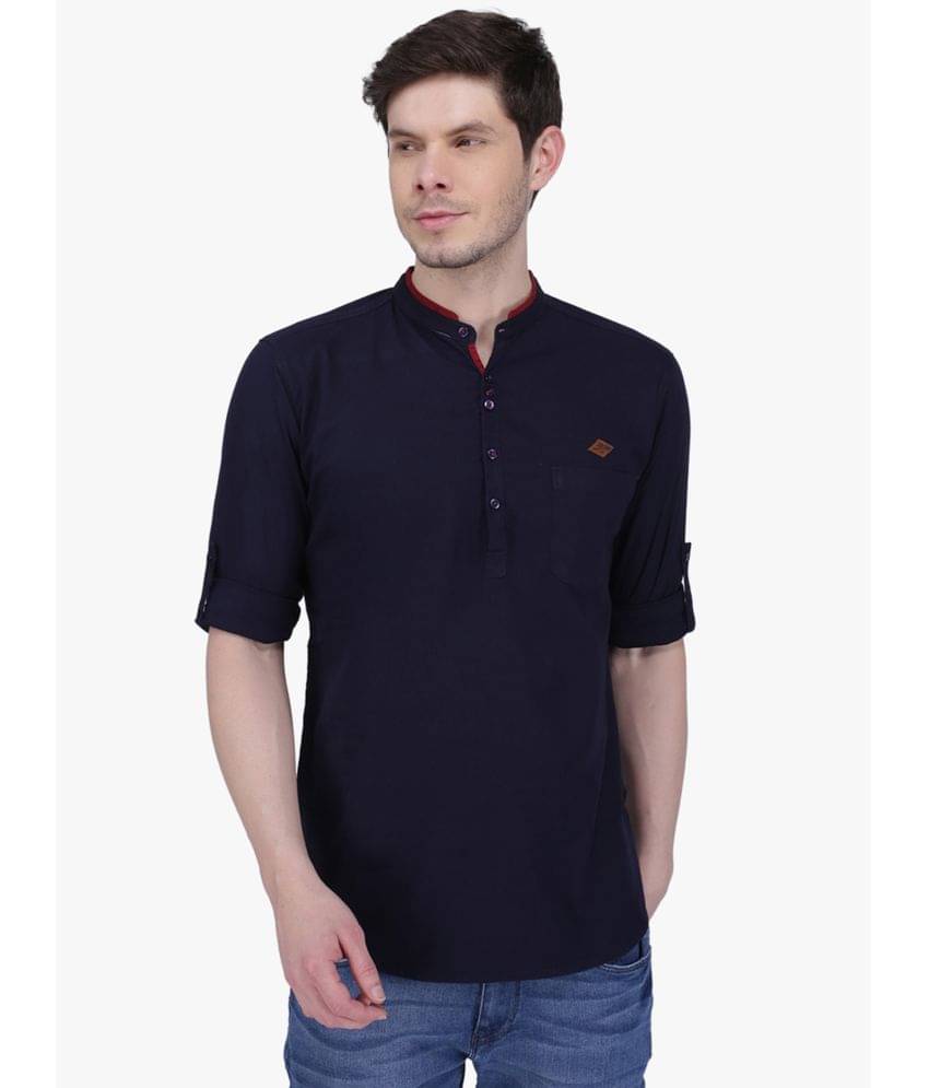     			Kuons Avenue - Blue Linen Men's Regular Kurta ( Pack of 1 )