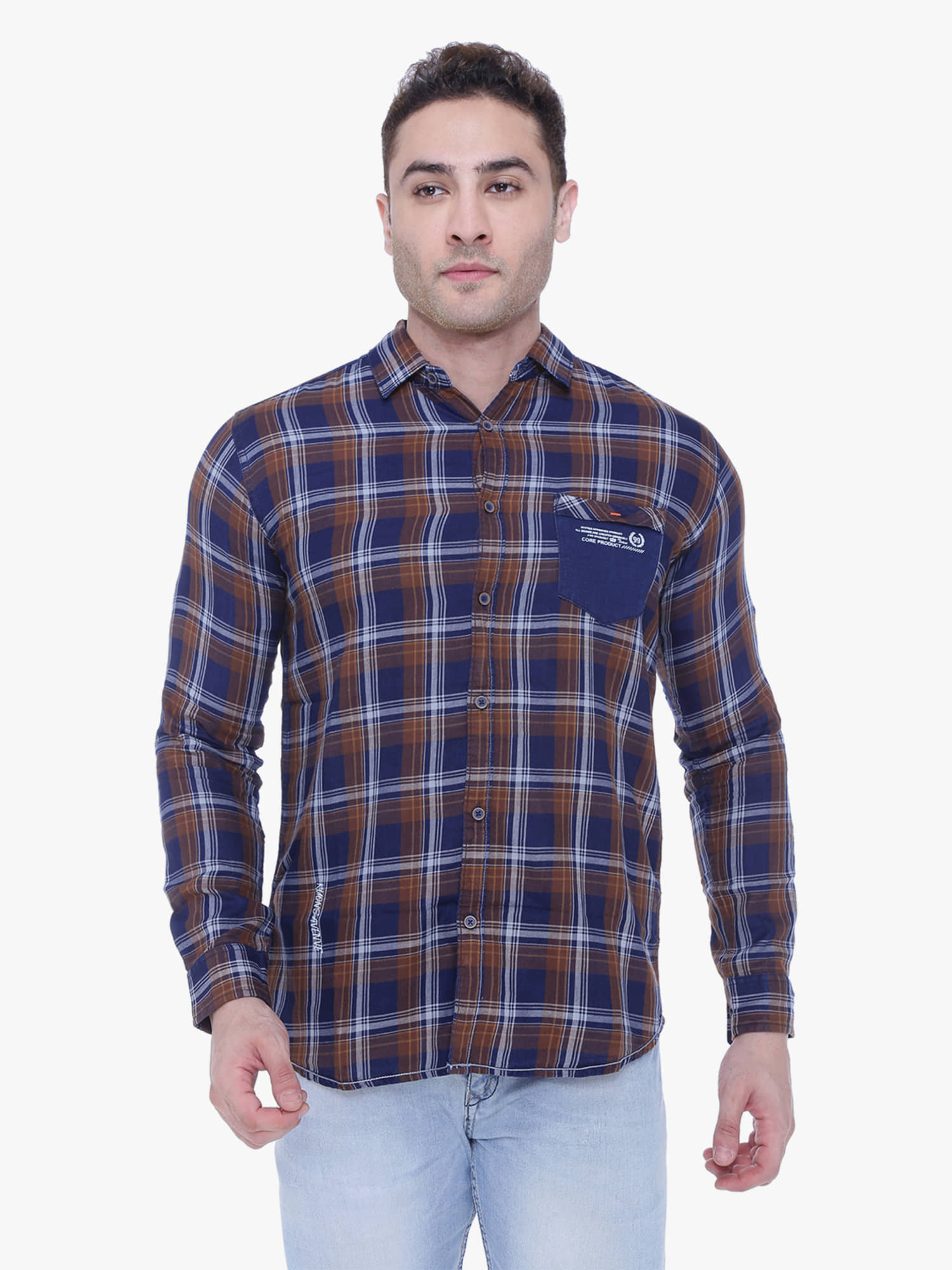 Kuons Avenue - Indigo Cotton Blend Slim Fit Men's Casual Shirt ( Pack of 1 )