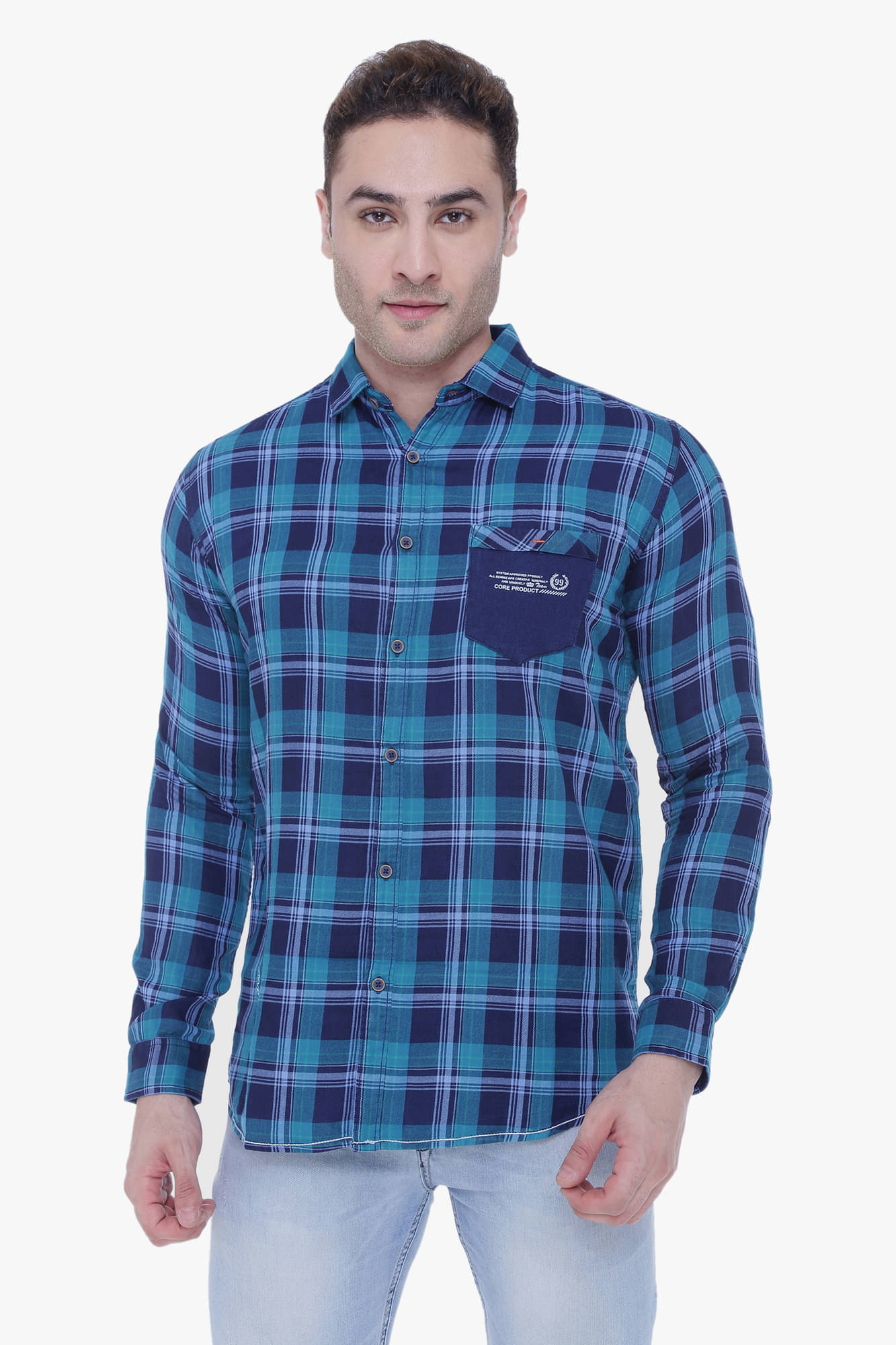     			Kuons Avenue - Indigo Cotton Blend Slim Fit Men's Casual Shirt ( Pack of 1 )
