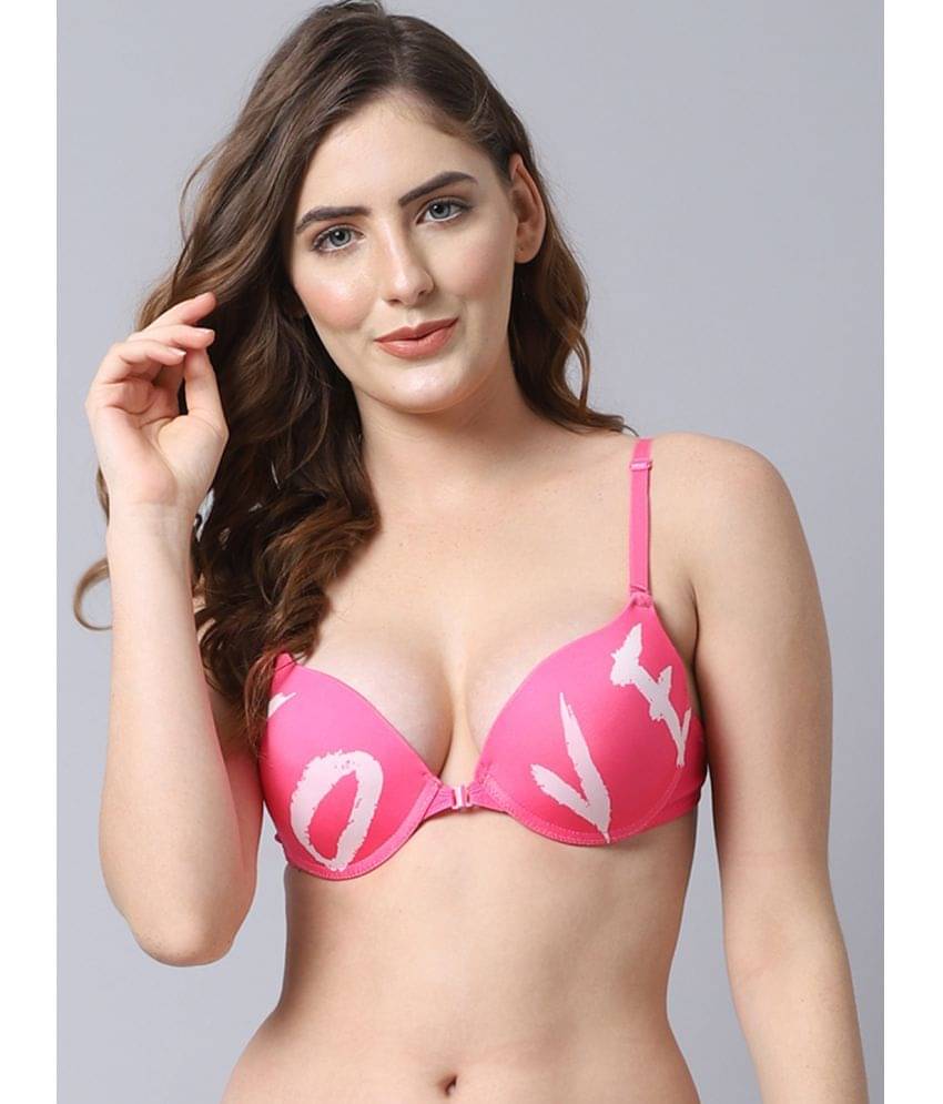 PrettyCat Polyester Lightly Padded Women's Push Up Bra ( Pink ) PrettyCat Polyester Lightly Padded Women's Push Up Bra ( Pink )