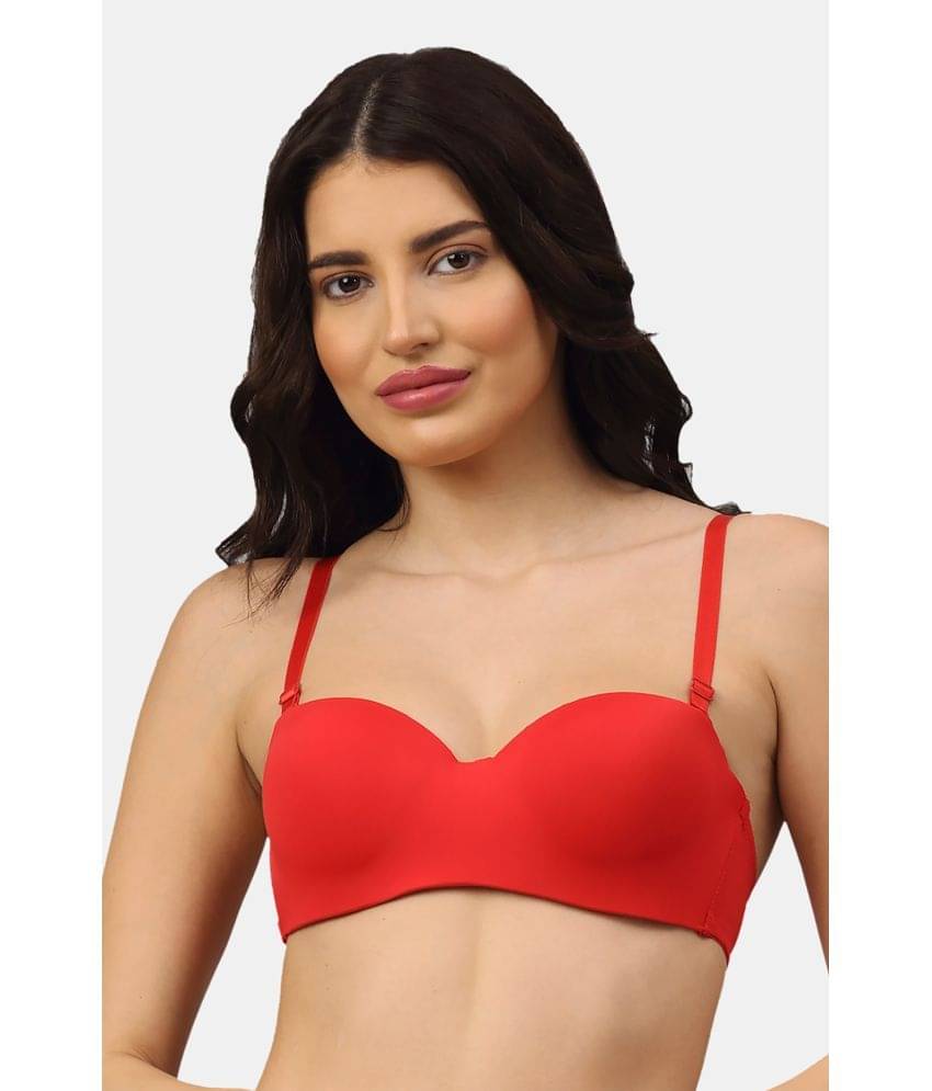 PrettyCat Polyester Lightly Padded Women's Balconette Bra ( Red ) PrettyCat Polyester Lightly Padded Women's Balconette Bra ( Red )