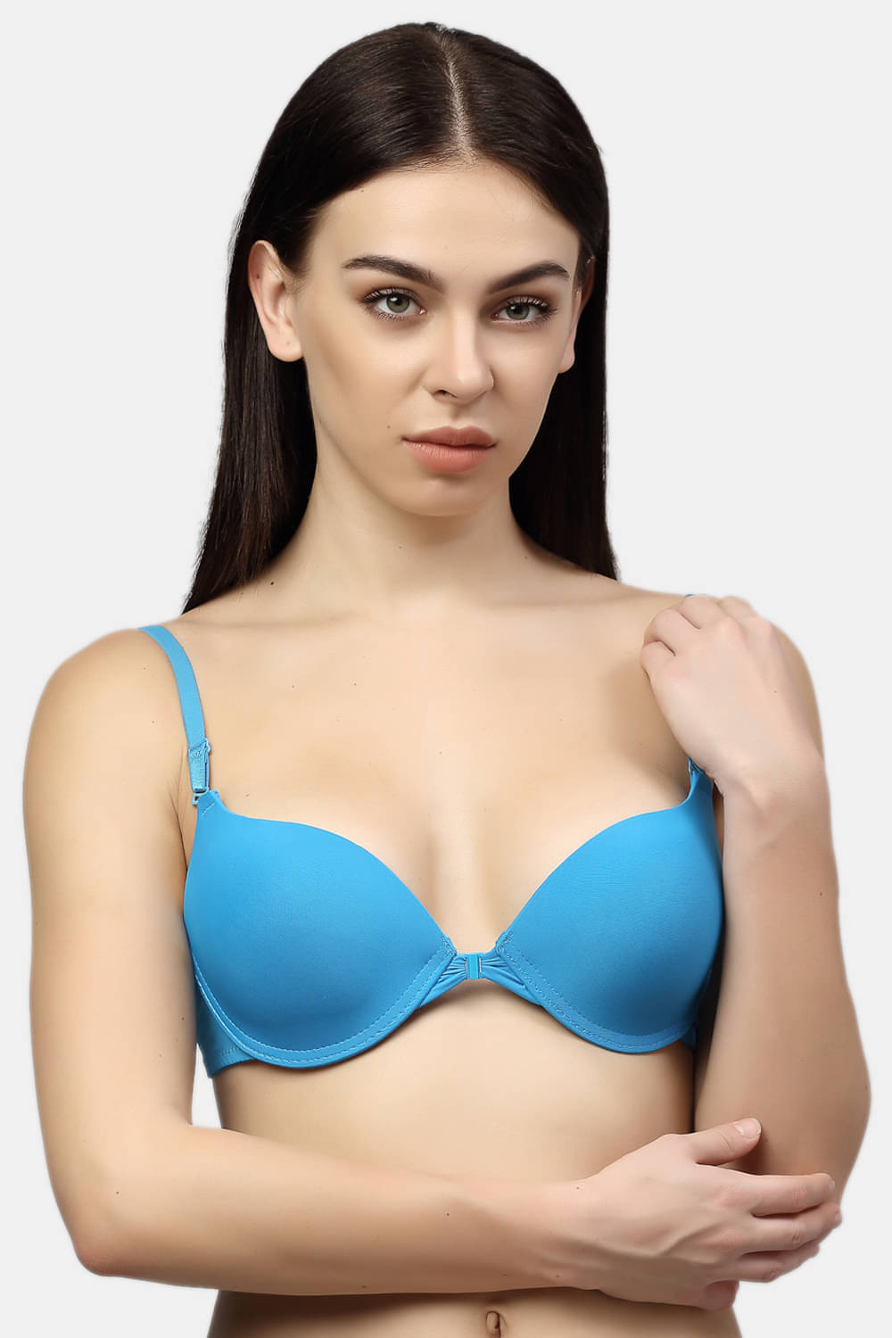 PrettyCat Polyester Lightly Padded Women's Push Up Bra ( Turquoise )     			PrettyCat Polyester Lightly Padded Women's Push Up Bra ( Turquoise )