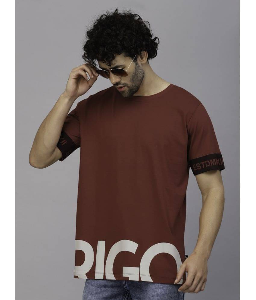     			Rigo Pack of 1 100% Cotton Oversized Fit Men's T-Shirt ( Maroon )