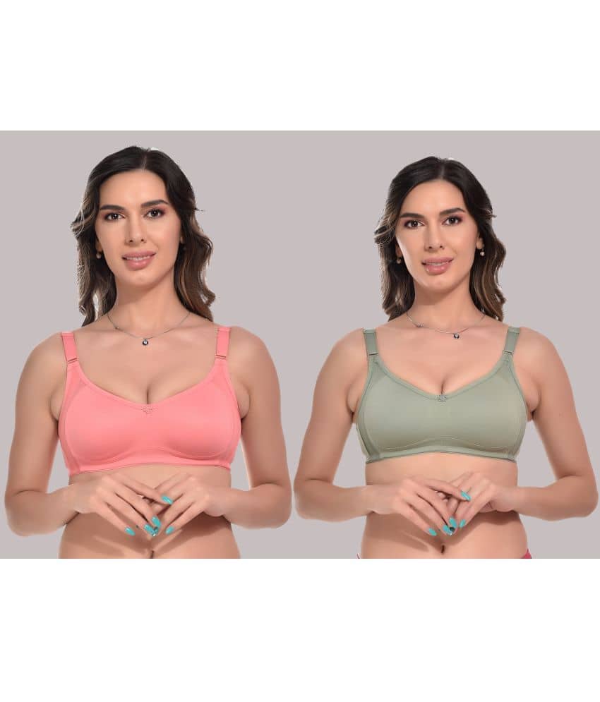 Viral Girl Pack of 2 Cotton Lightly Padded Women's Everyday Bra ( Peach )