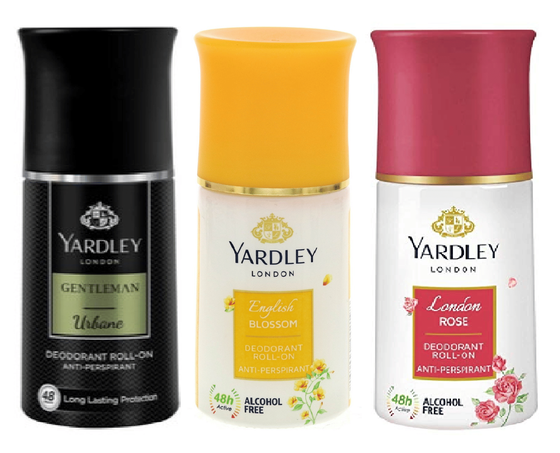 Yardley London - URBAN ,ENGLISH BLOSSOM & LONDON ROSE Deodorant Spray for Men,Women 150 ml ( Pack of 3 )