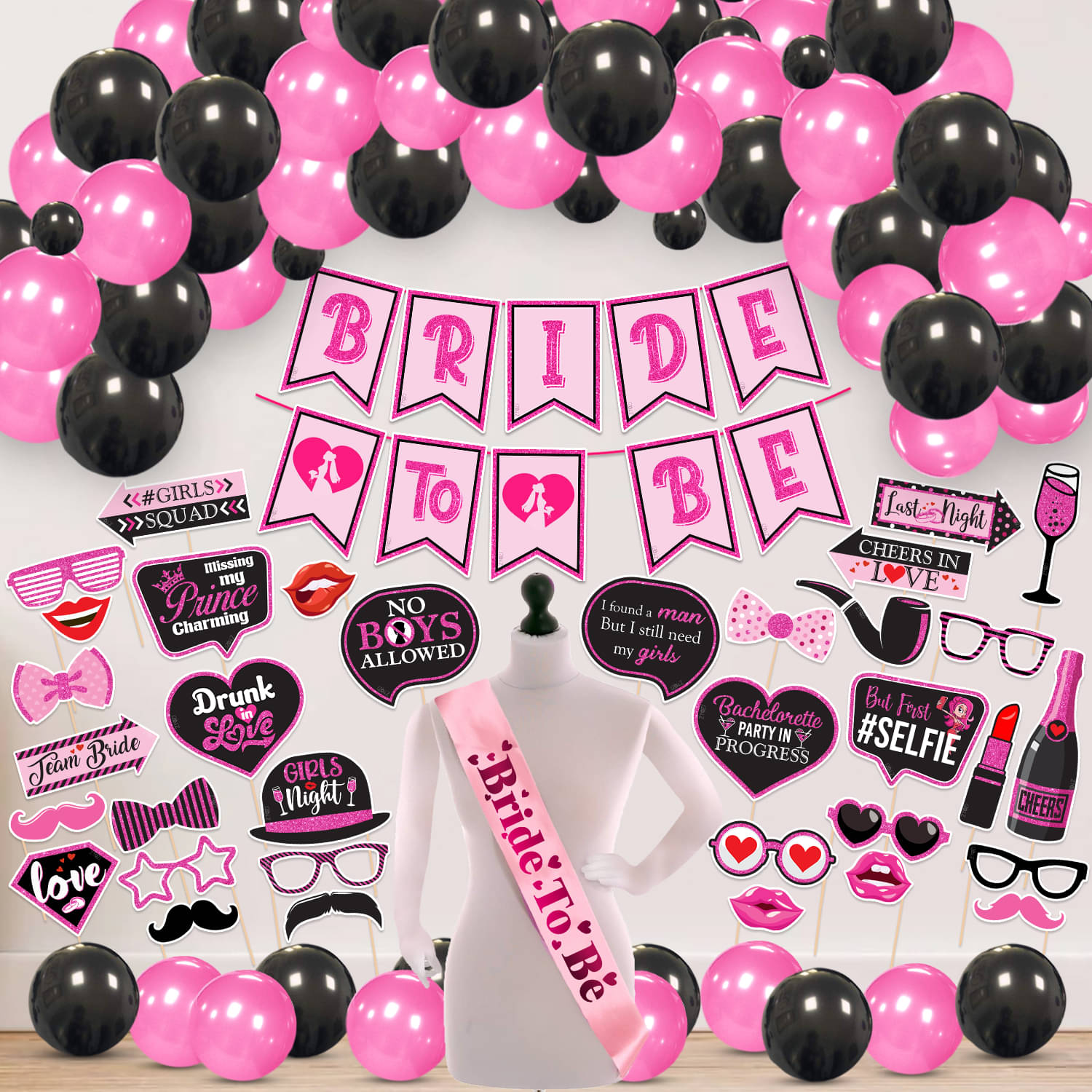     			Zyozi 76 Pcs Bride to Be Decoration Set Combo Metallic Balloons & Foil Balloon for Bachelorette Party Decorations Bride to Be Balloon, Ring Foil Balloons Bride to Be Props, Spinster Bridal Shower