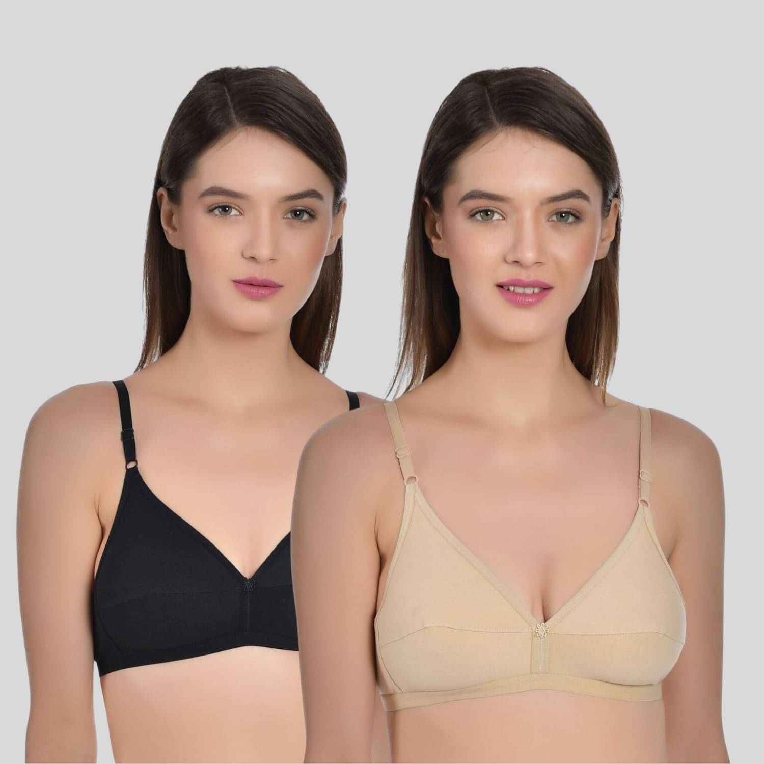 AIMLY Pack of 2 Cotton Non Padded Women's T-Shirt Bra ( Black ) AIMLY Pack of 2 Cotton Non Padded Women's T-Shirt Bra ( Black )