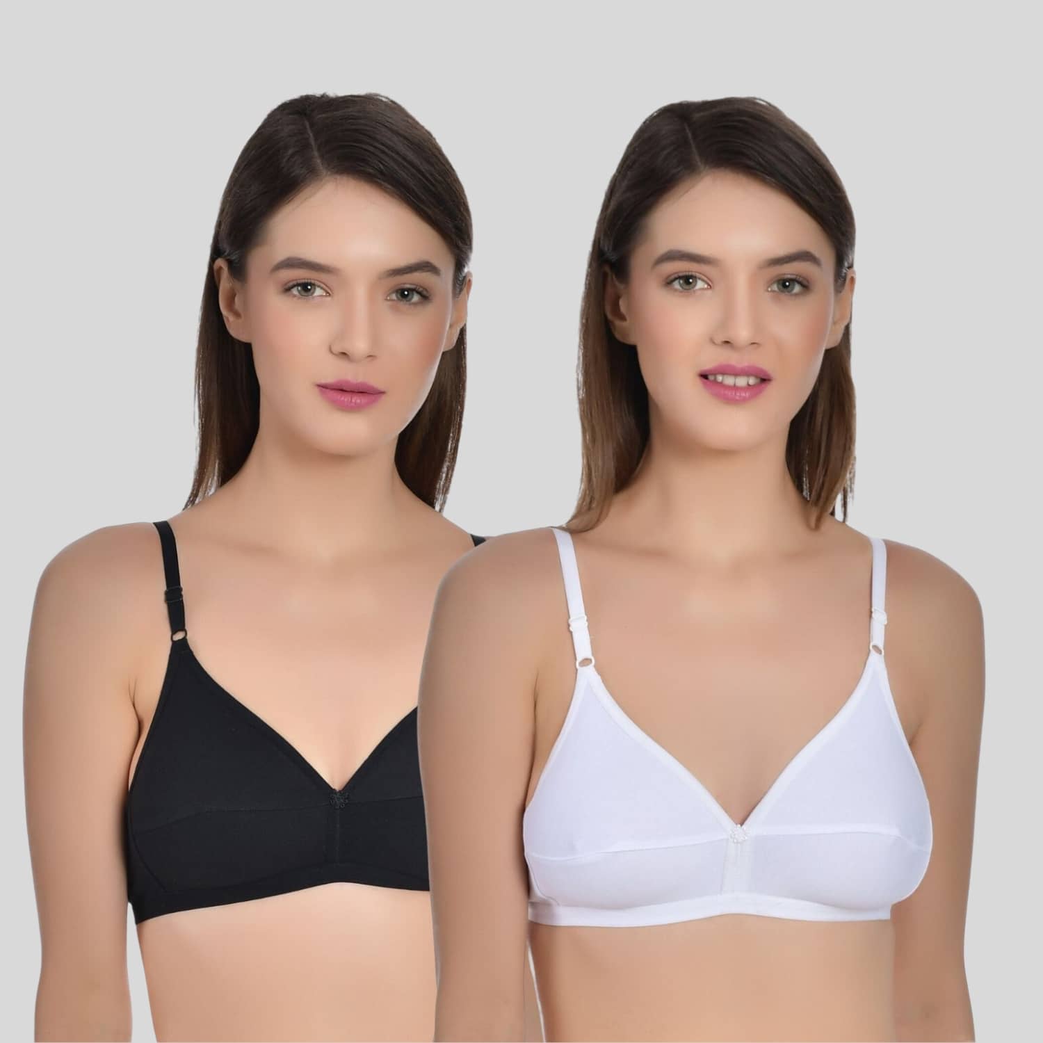 AIMLY Pack of 2 Cotton Non Padded Women's T-Shirt Bra ( White )