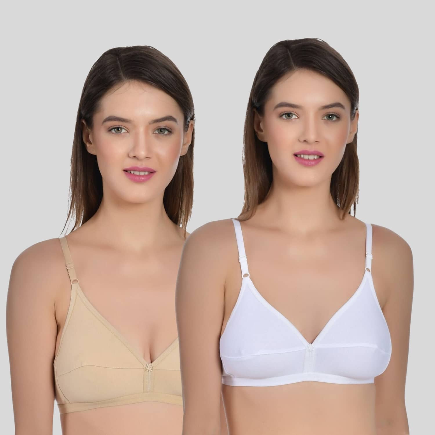 AIMLY Pack of 2 Cotton Non Padded Women's T-Shirt Bra ( Black )