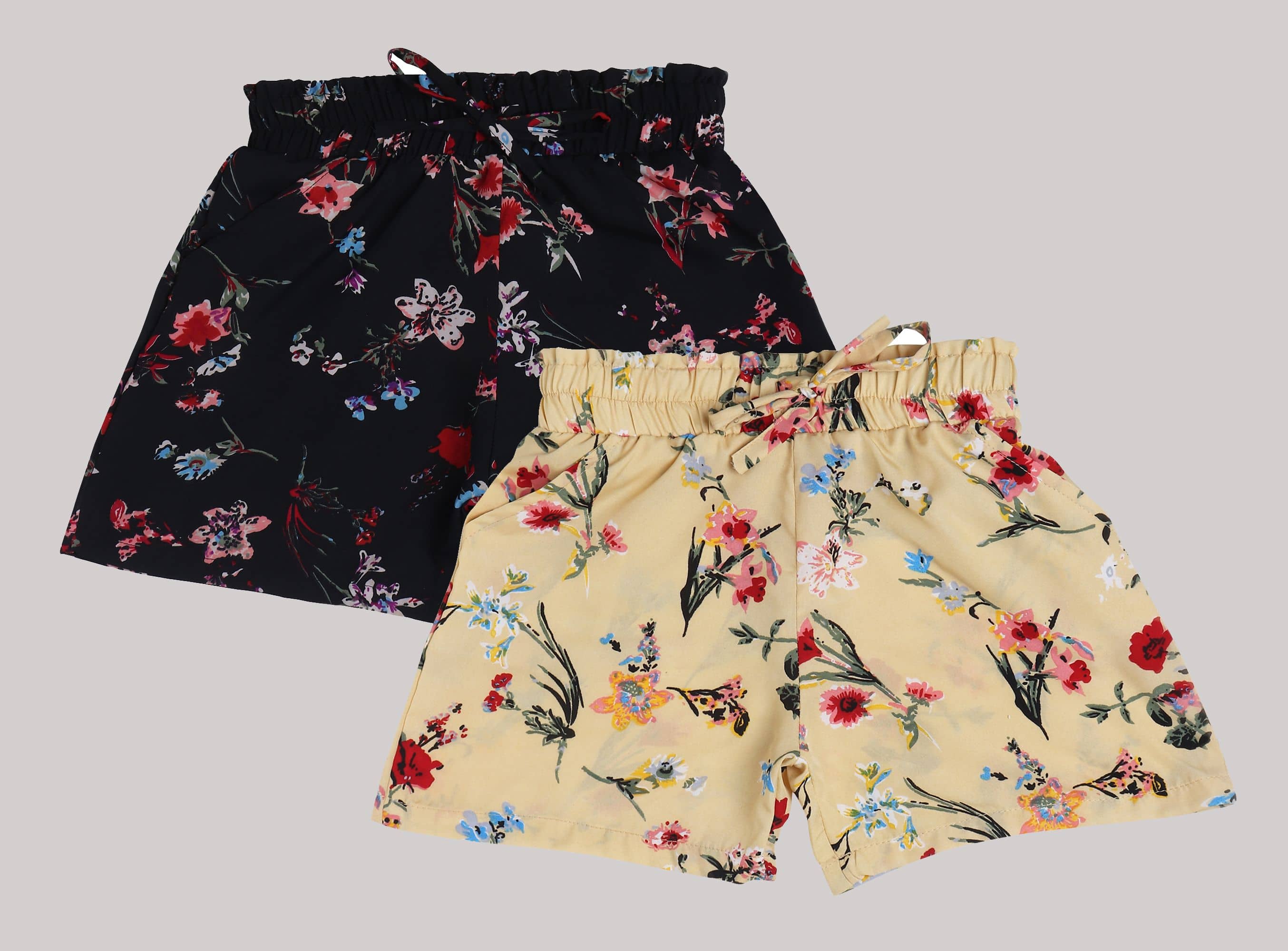 Arshia Fashions Pack of 2 Girls Crepe Bermudas ( Multicolor ) - Shorts | Buy online on ZillyBuy