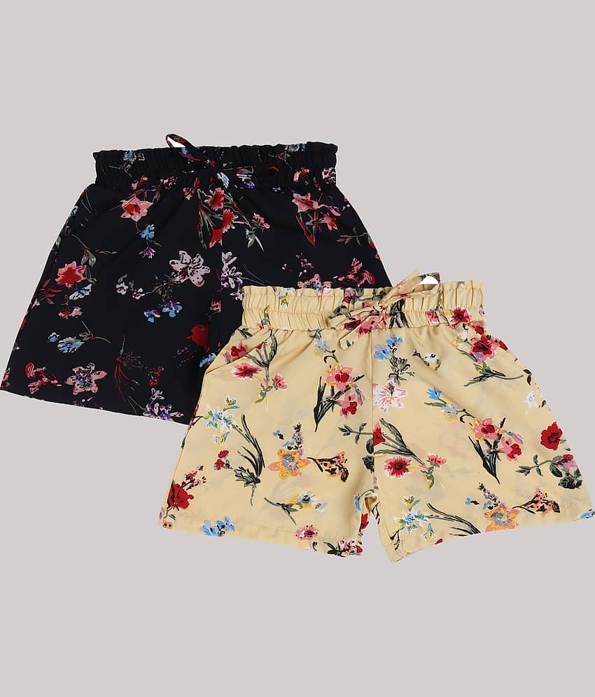 Arshia Fashions Pack of 2 Girls Crepe Bermudas ( Multicolor ) - Shorts | Buy online on ZillyBuy