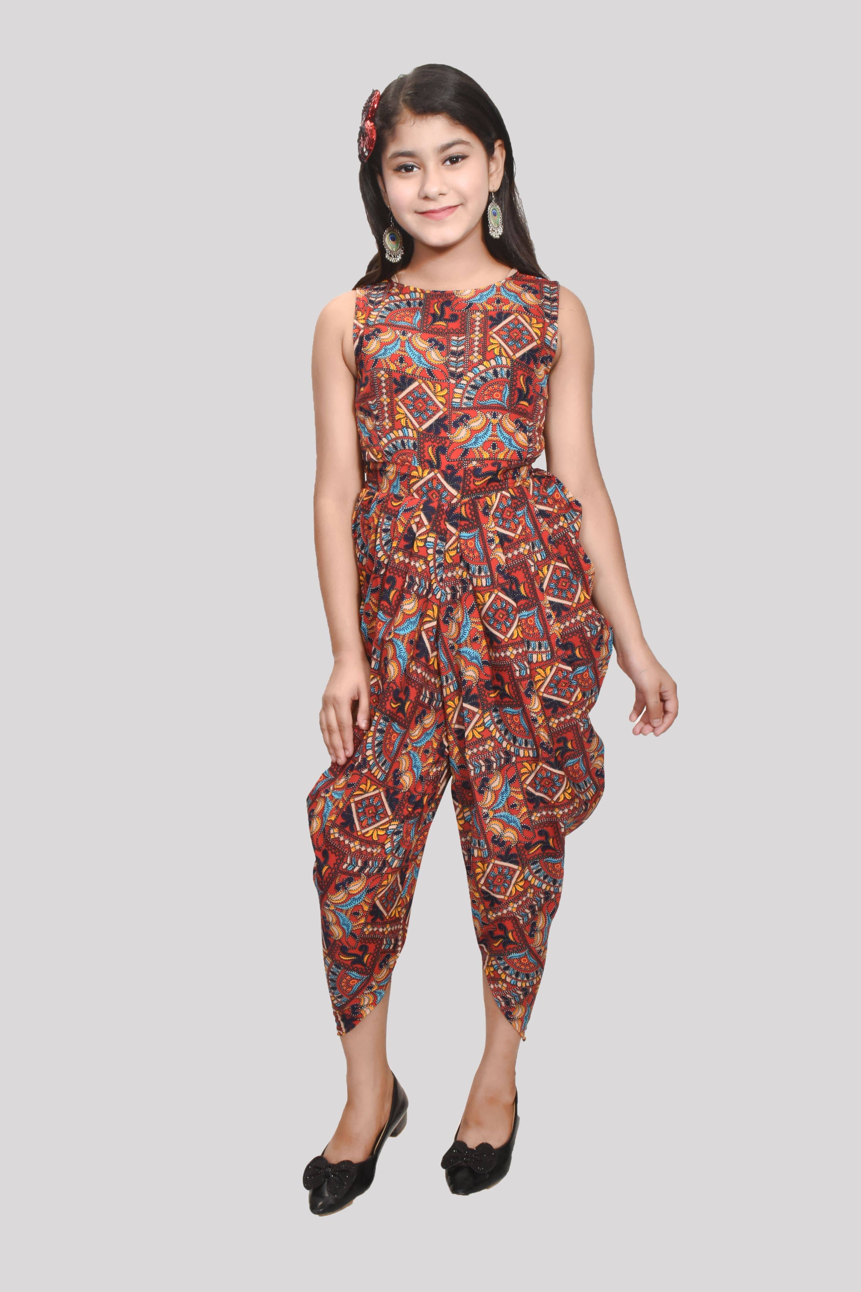 Arshia Fashions Girls Crepe Jumpsuit ( Pack of 1 , Multicolor )