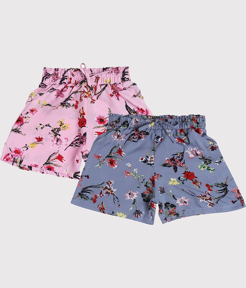 Arshia Fashions Pack of 2 Girls Crepe Bermudas ( Multicolor ) - Shorts | Buy online on ZillyBuy