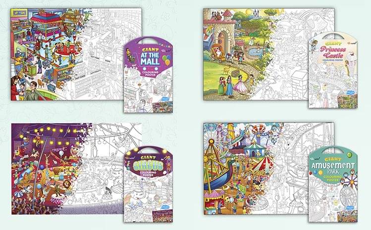 GIANT AT THE MALL COLOURING POSTER, GIANT PRINCESS CASTLE COLOURING POSTER, GIANT CIRCUS COLOURING POSTER and GIANT AMUSEMENT PARK COLOURING POSTER | Pack of 4 Posters I Ultimate Coloring Posters Collection GIANT AT THE MALL COLOURING POSTER, GIANT PRINCESS CASTLE COLOURING POSTER, GIANT CIRCUS COLOURING POSTER and GIANT AMUSEMENT PARK COLOURING POSTER | Pack of 4 Posters I Ultimate Coloring Posters Collection