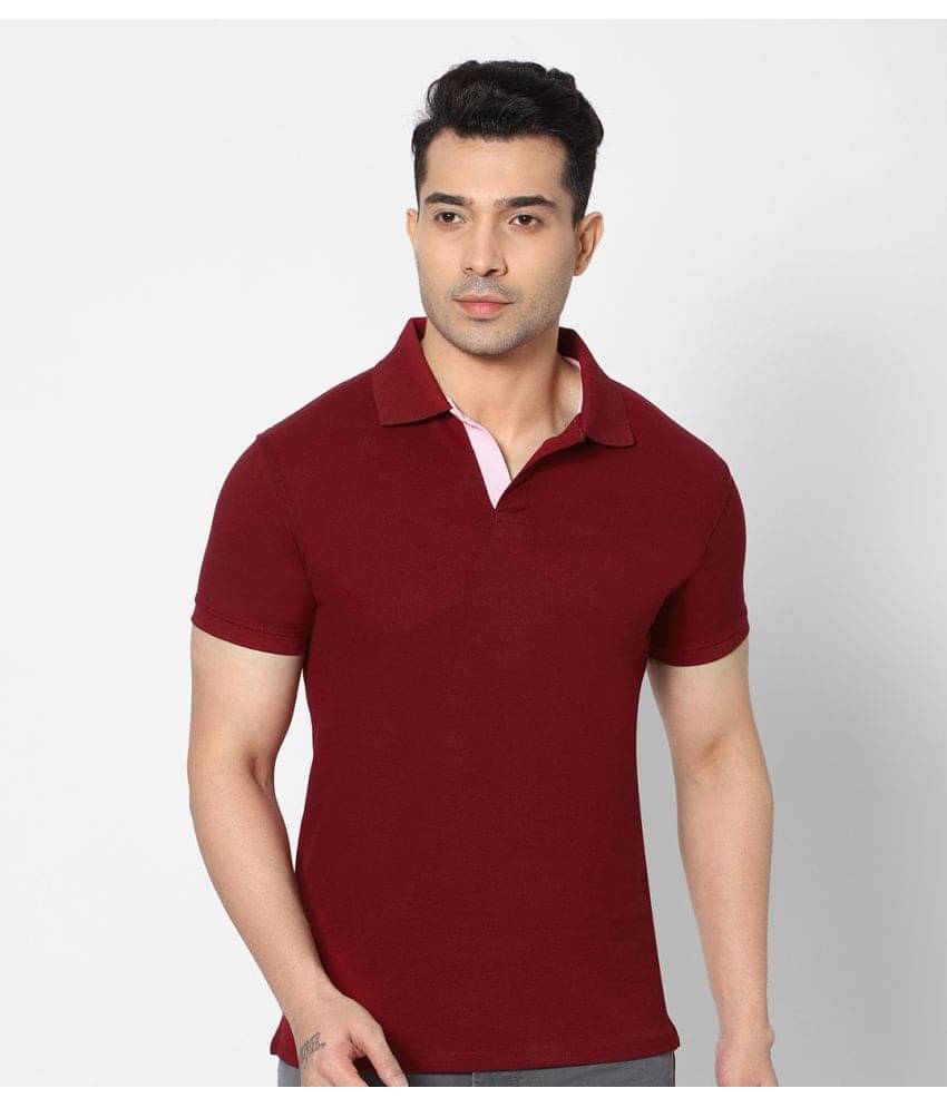     			HJ HASASI Pack of 1 Cotton Blend Regular Fit Solid Half Sleeves Men's Polo T Shirt ( Red )
