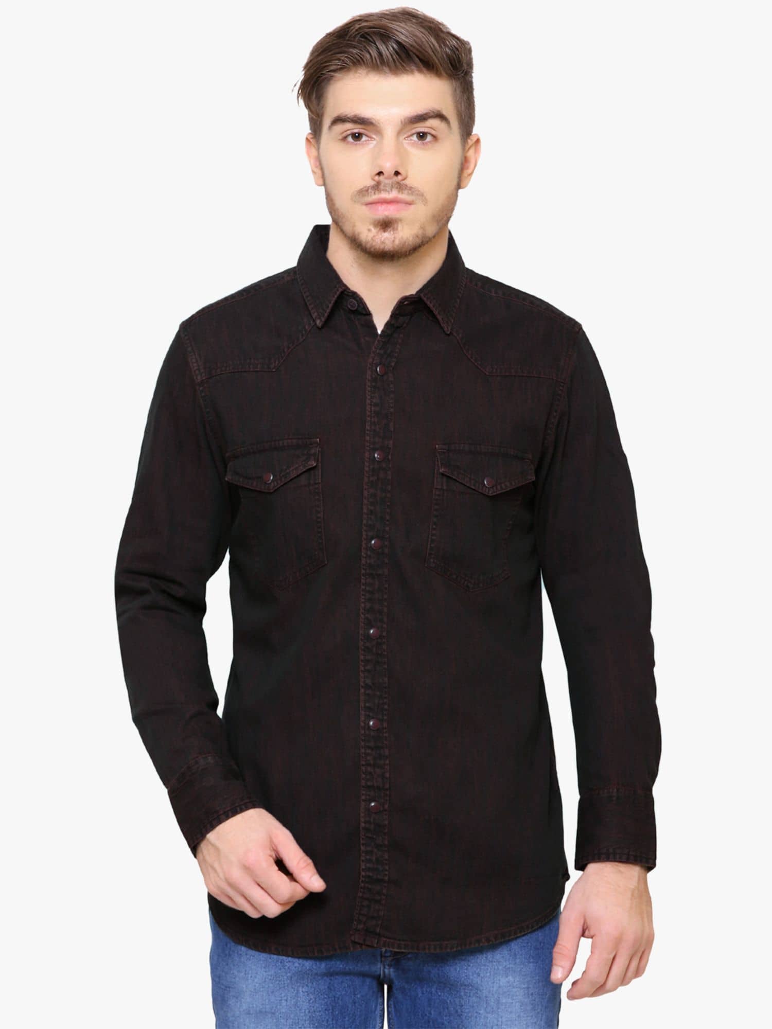 Kuons Avenue - Brown Denim Slim Fit Men's Casual Shirt ( Pack of 1 )