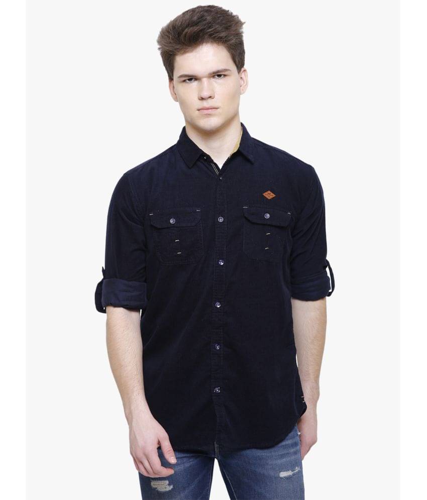     			Kuons Avenue - Navy Blue Corduroy Slim Fit Men's Casual Shirt ( Pack of 1 )
