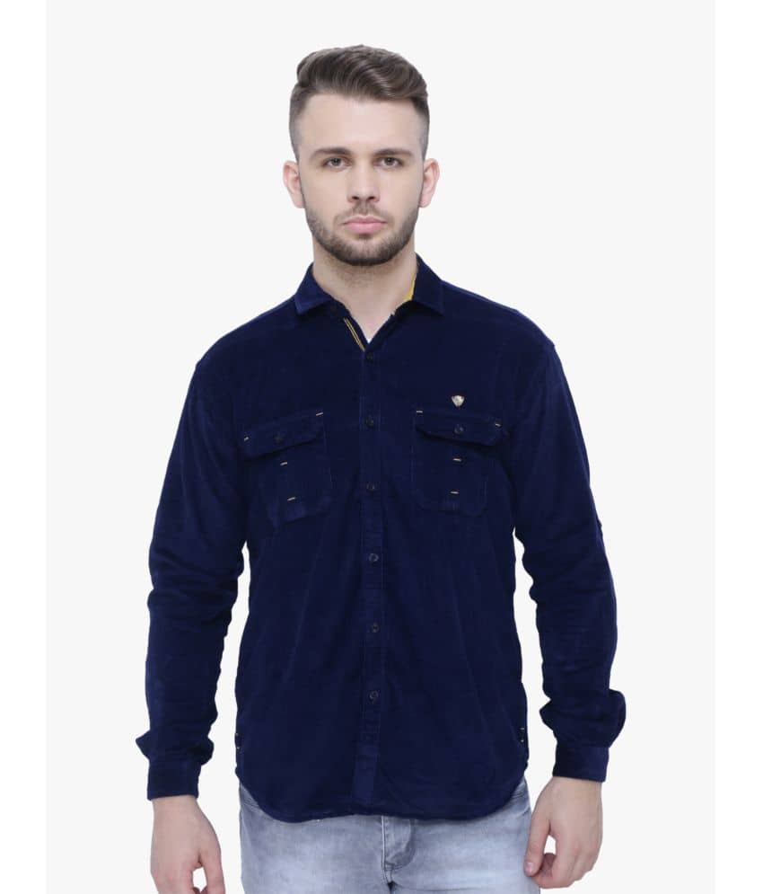 Kuons Avenue - Navy Blue Corduroy Slim Fit Men's Casual Shirt ( Pack of 1 )