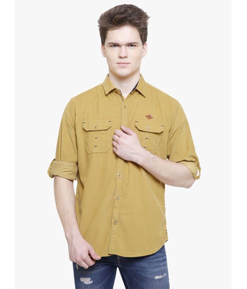 Kuons Avenue - Yellow Corduroy Slim Fit Men's Casual Shirt ( Pack of 1 )
