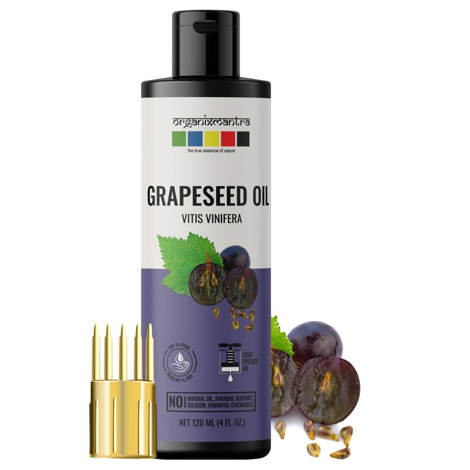     			Organix Mantra Grapeseed Oil, 100% Pure, Natural & Cold Pressed Organic Oil, 120ML