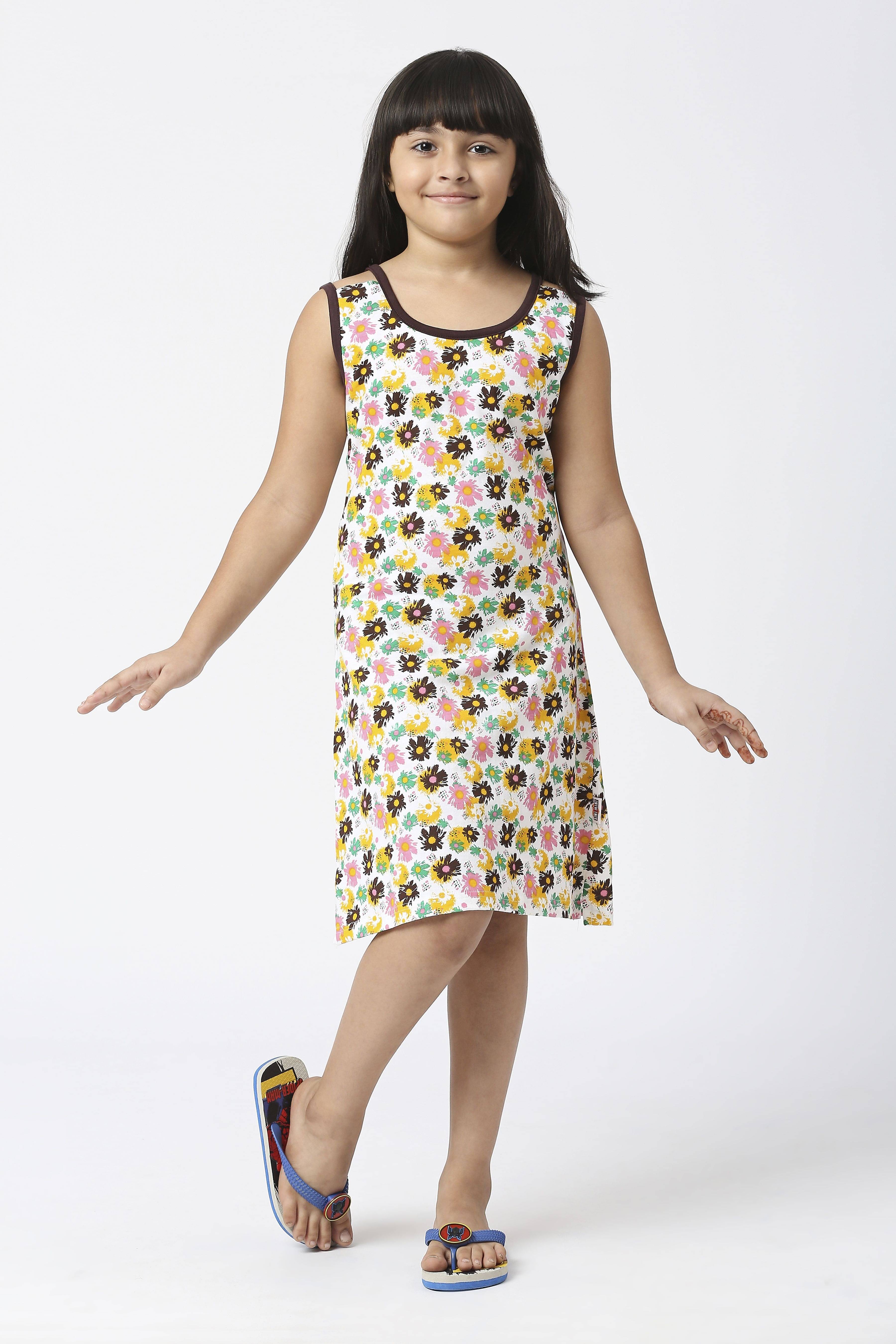 Sini Mini Cotton A-line Dress For Girls ( Pack of 1 , Brown ) Sini Mini Cotton A-line Dress For Girls ( Pack of 1 , Brown )
