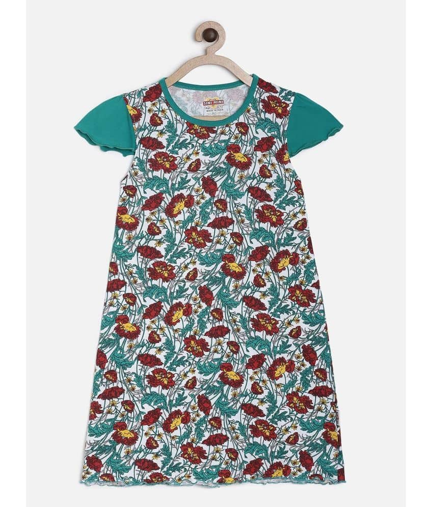 Sini Mini Cotton Frock For Girls ( Pack of 1 , Green )
