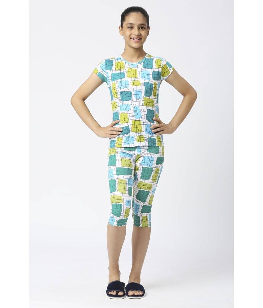     			Sini Mini Pack of 1 Girls Cotton Top With Capris ( Multicolor )