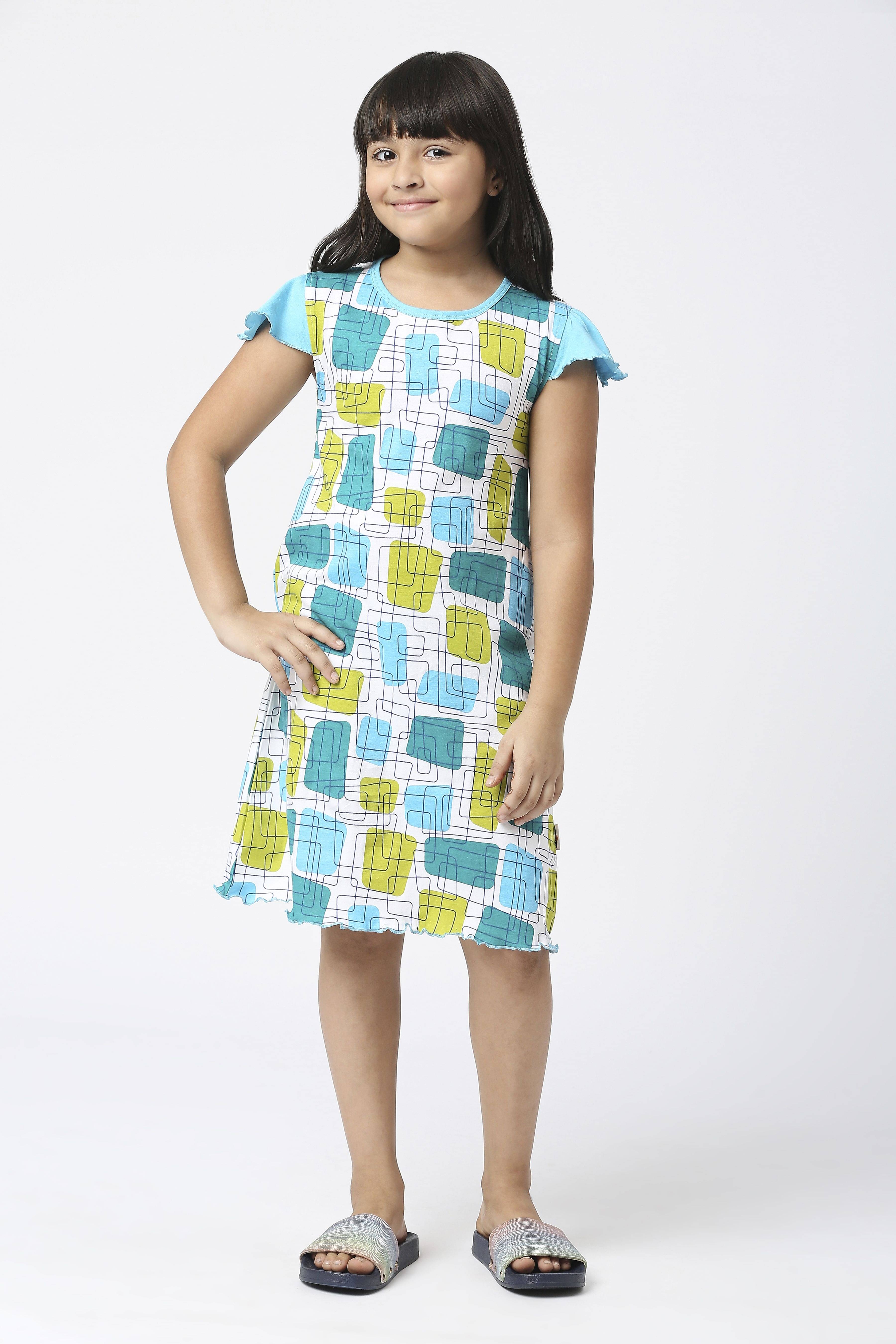 Sini Mini Cotton A-line Dress For Girls ( Pack of 1 , Multicolor ) Sini Mini Cotton A-line Dress For Girls ( Pack of 1 , Multicolor )