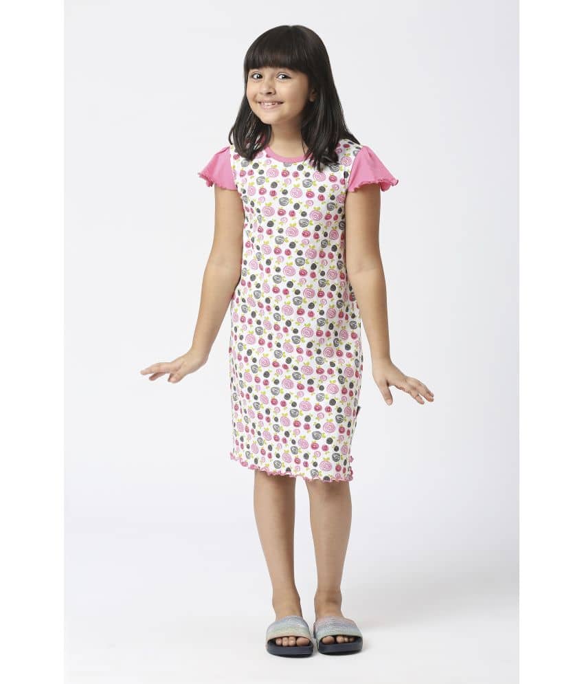 Sini Mini Cotton Frock For Girls ( Pack of 1 , Pink )