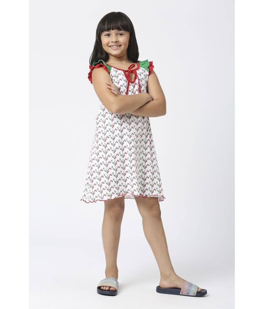 Sini Mini Cotton Frock For Girls ( Pack of 1 , Red )