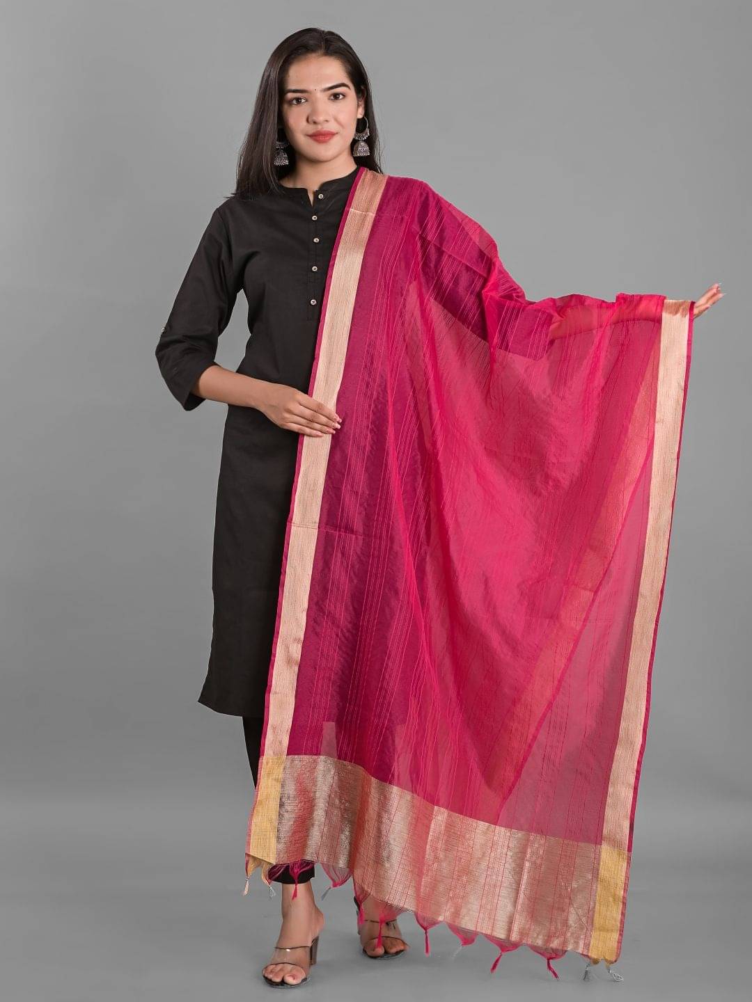     			Apratim - Pink Chanderi Women's Dupatta - ( Pack of 1 )
