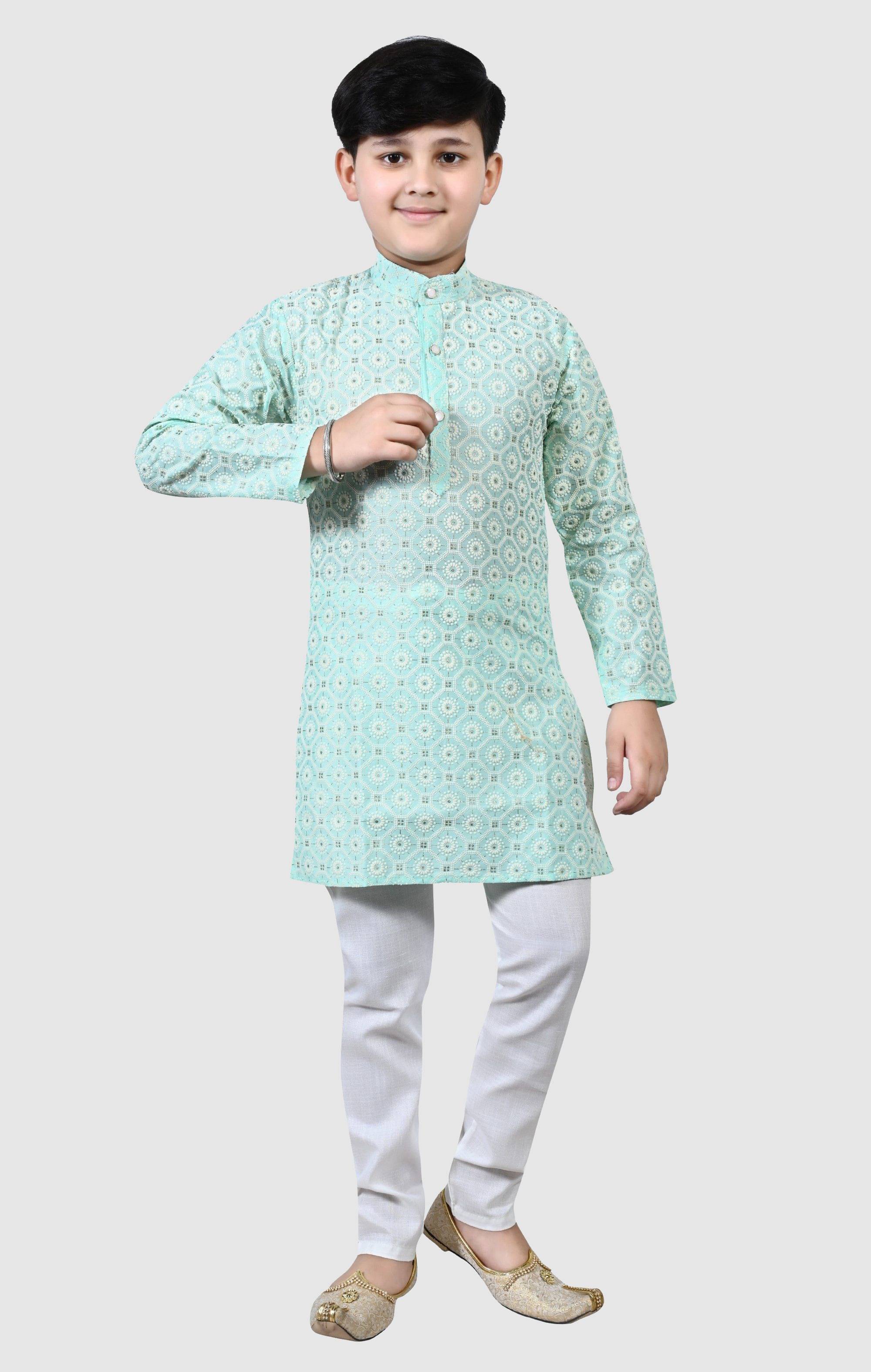     			Arshia Fashions Boys Cotton Blend Ethnic - Pattern Kurta Pant Set ( Blue , Pack of 1 )