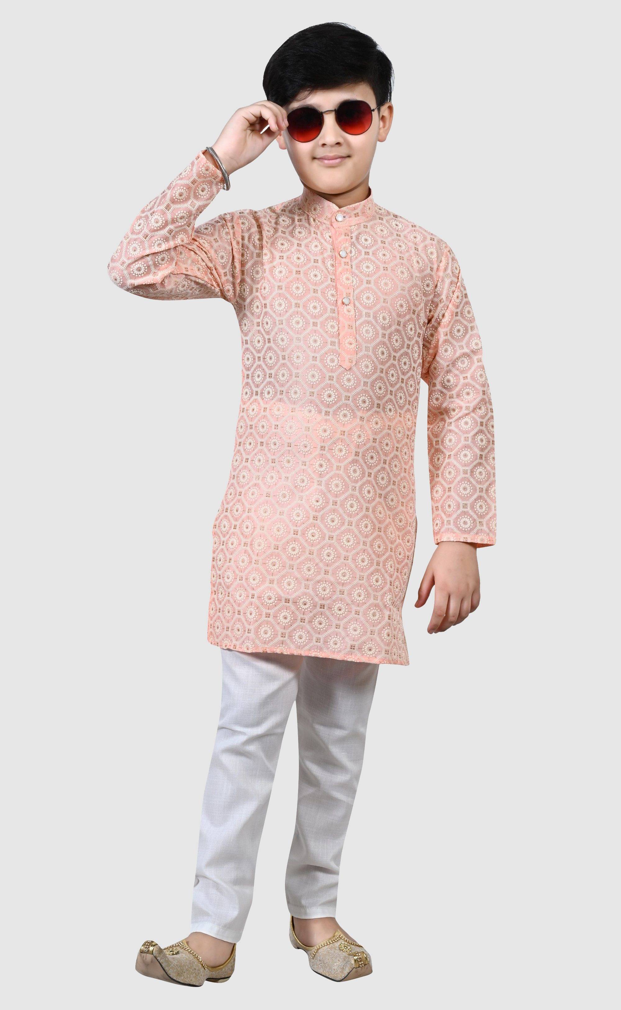     			Arshia Fashions Boys Cotton Blend Ethnic - Pattern Kurta Pant Set ( Pink , Pack of 1 )