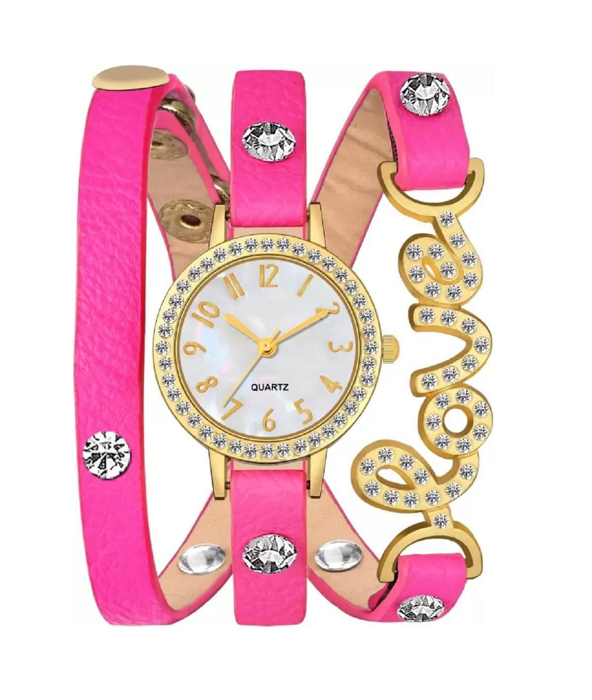     			DECLASSE Pink Leather Analog Womens Watch