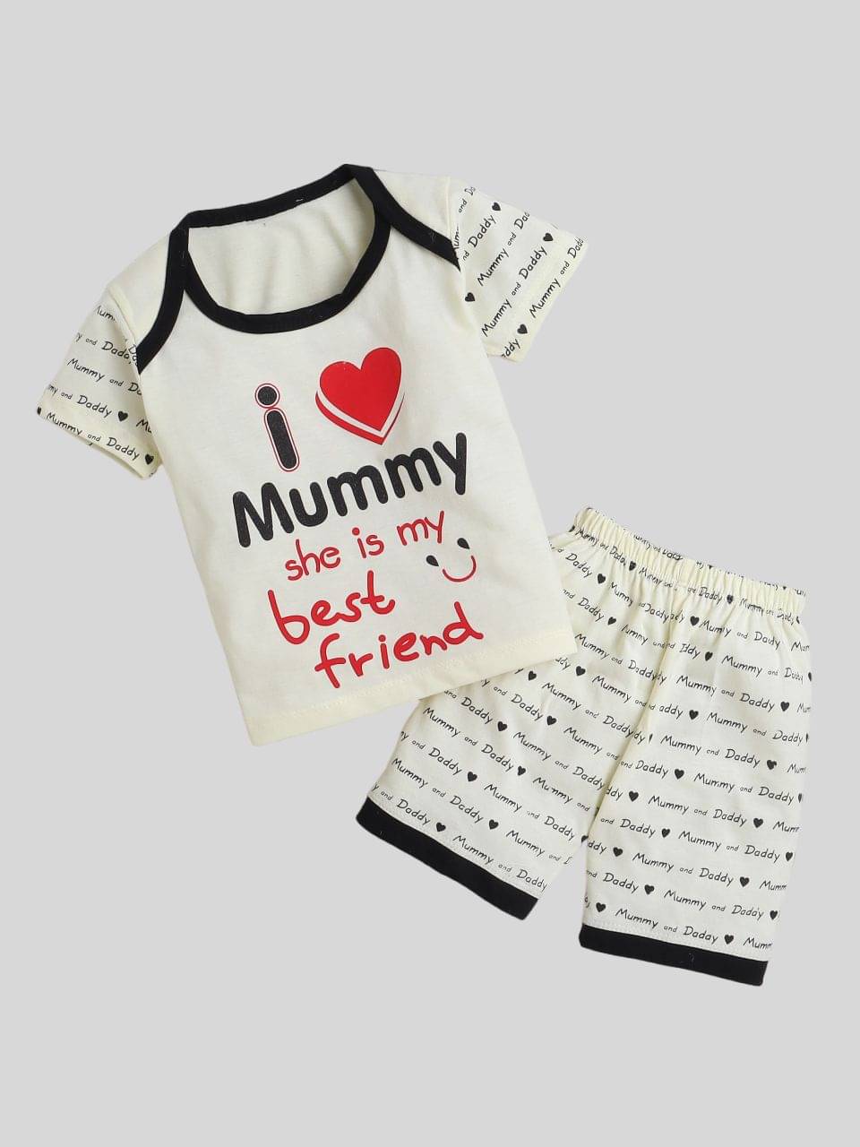     			Fourfolds Pack of 1 Baby Boys Cotton Blend T-Shirt & Shorts ( Cream )