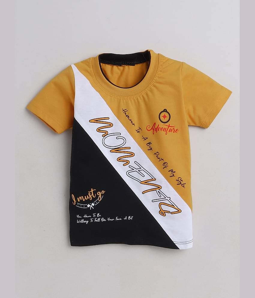 Fourfolds Pack of 1 Baby Boys Cotton Blend T-Shirt & Shorts ( Mustard )